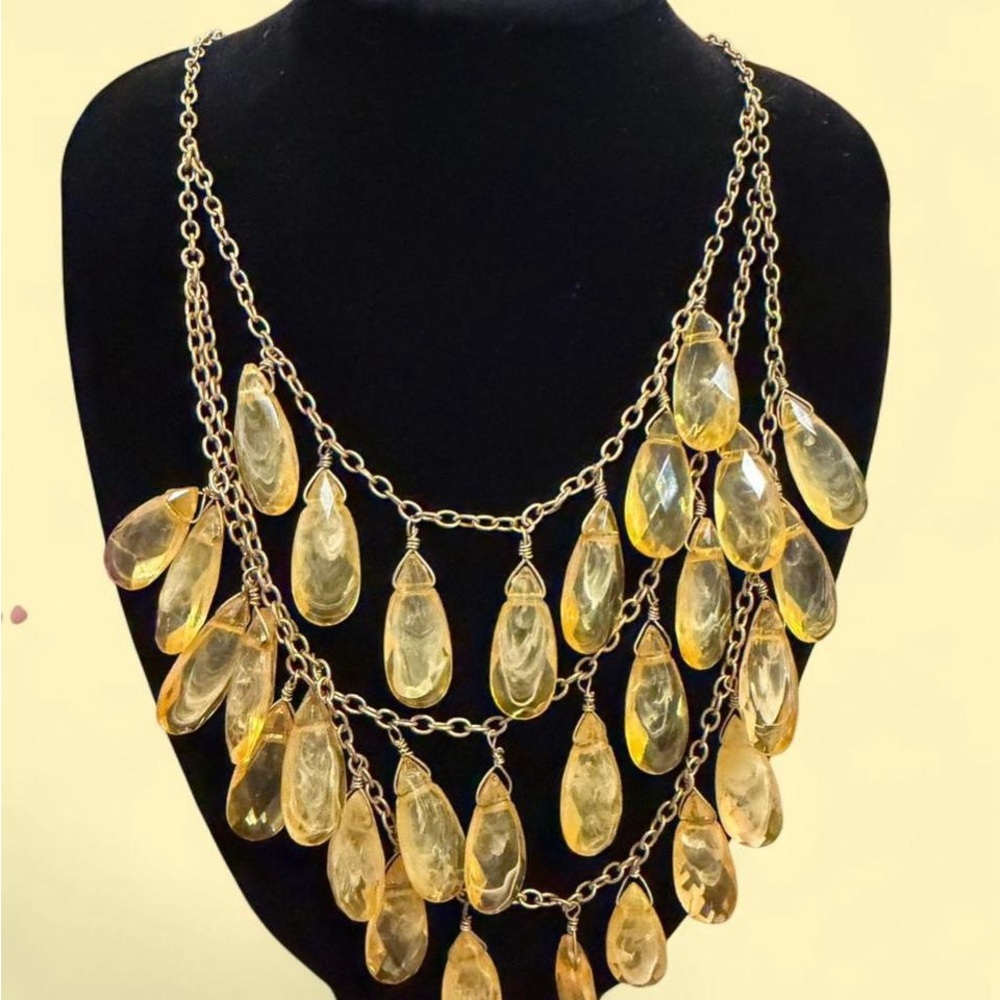 Chic 3 Strand Gold Teardrop Necklace
